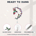 Ready to hang hummingbird cherry blossom moon holographic acrylic suncatcher with adhesive hook and metal hanging chain