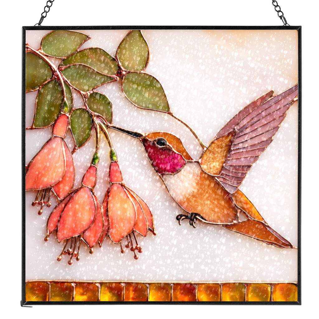 Hummingbird & Sunflower Suncatcher - Fire & Bloom