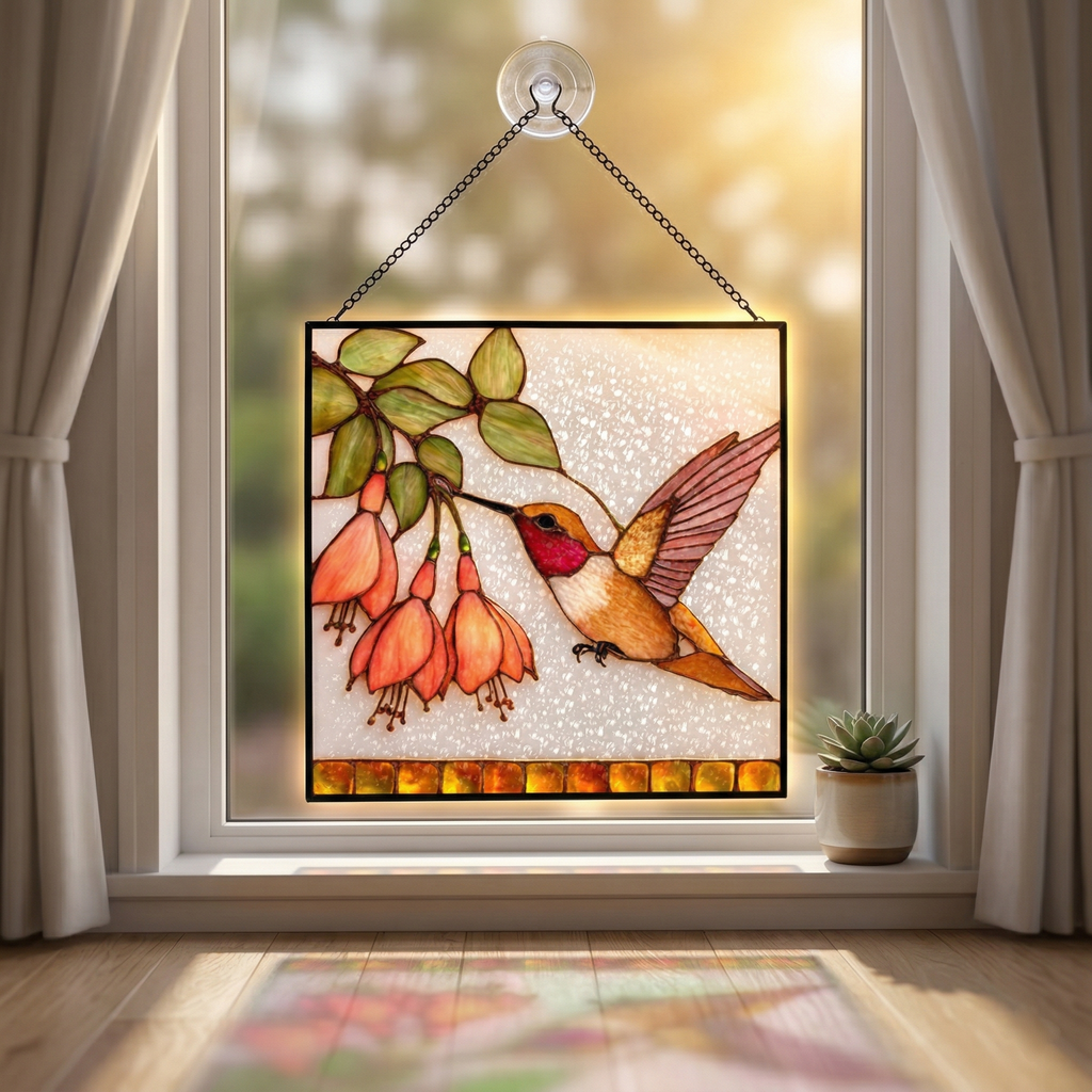 Hummingbird & Sunflower Suncatcher - Fire & Bloom