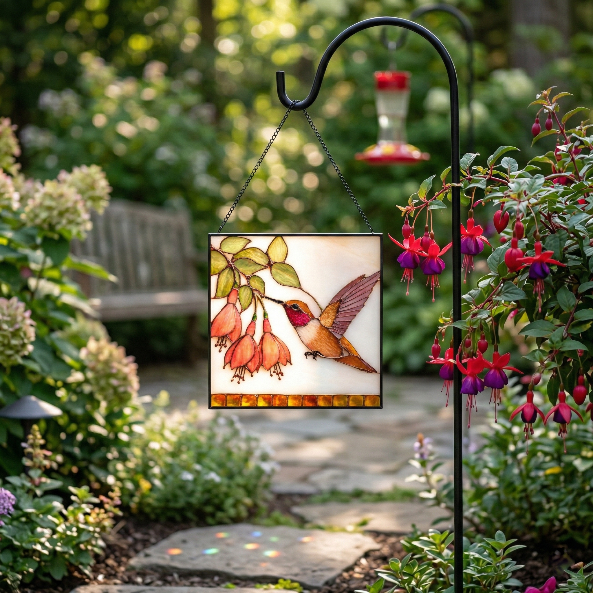 Hummingbird & Sunflower Suncatcher - Fire & Bloom
