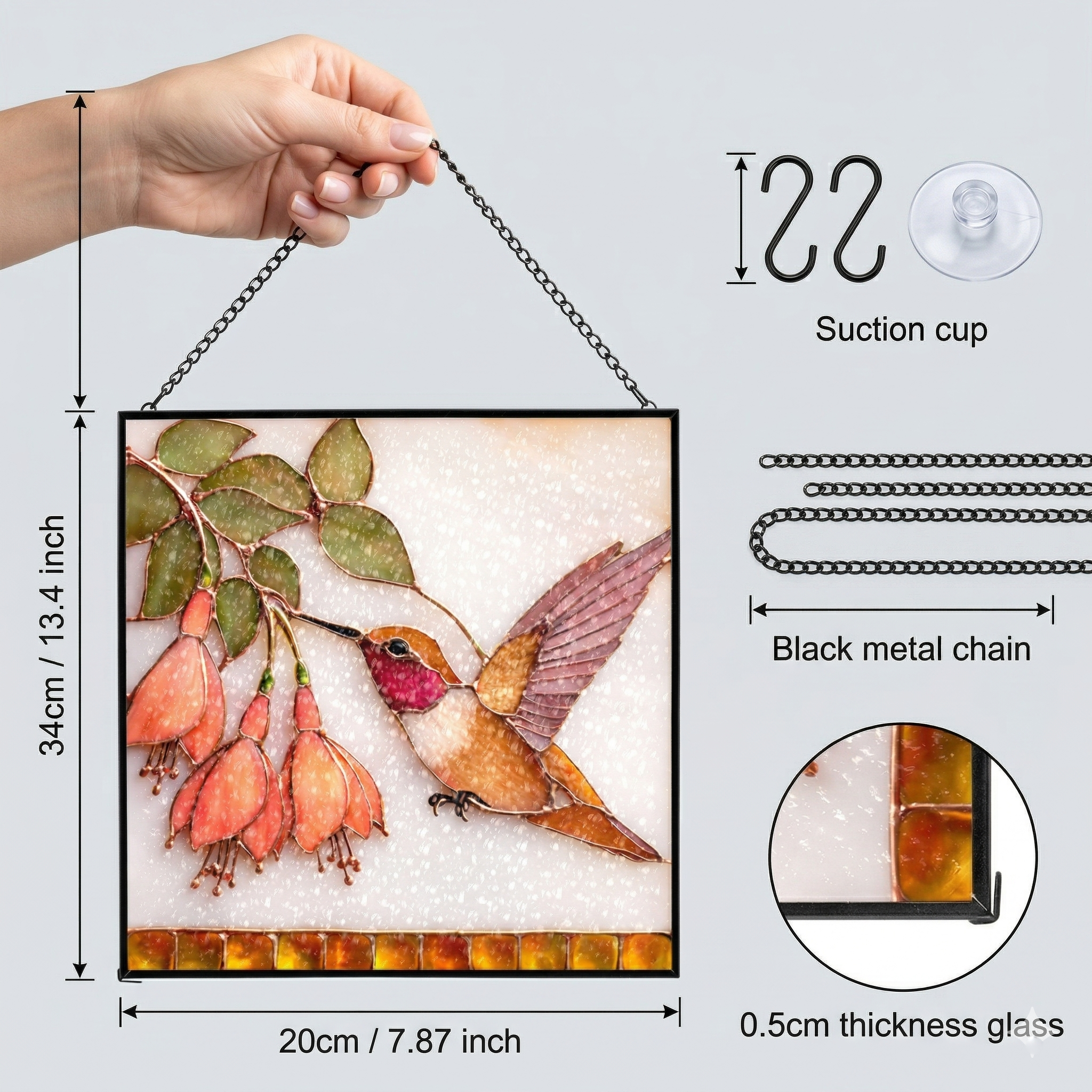 Hummingbird & Sunflower Suncatcher - Fire & Bloom