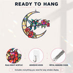 Ready to hang hummingbird crescent moon holographic acrylic suncatcher with hook and chain
