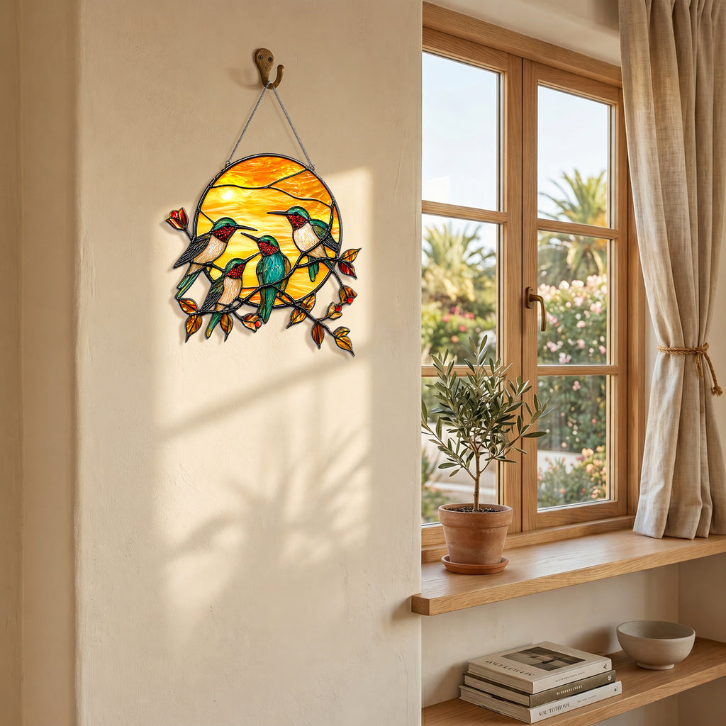 Hummingbird Sun Catcher Decor for Window Garden Patio