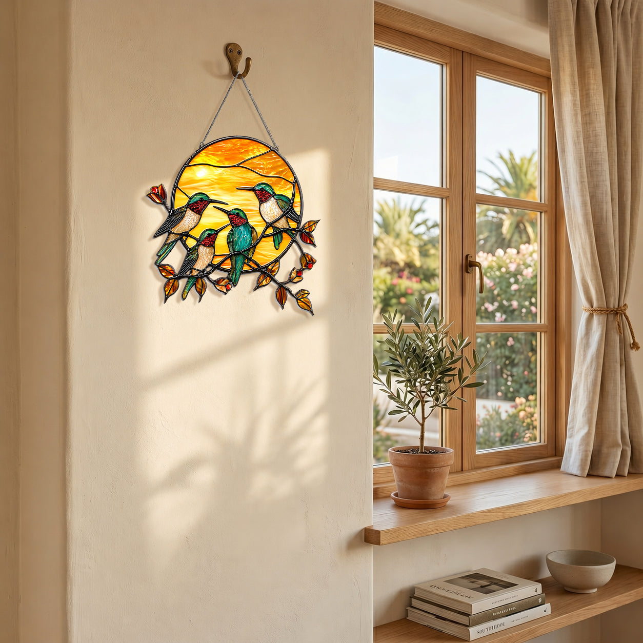 Hummingbird Sun Catcher Decor for Window Garden Patio