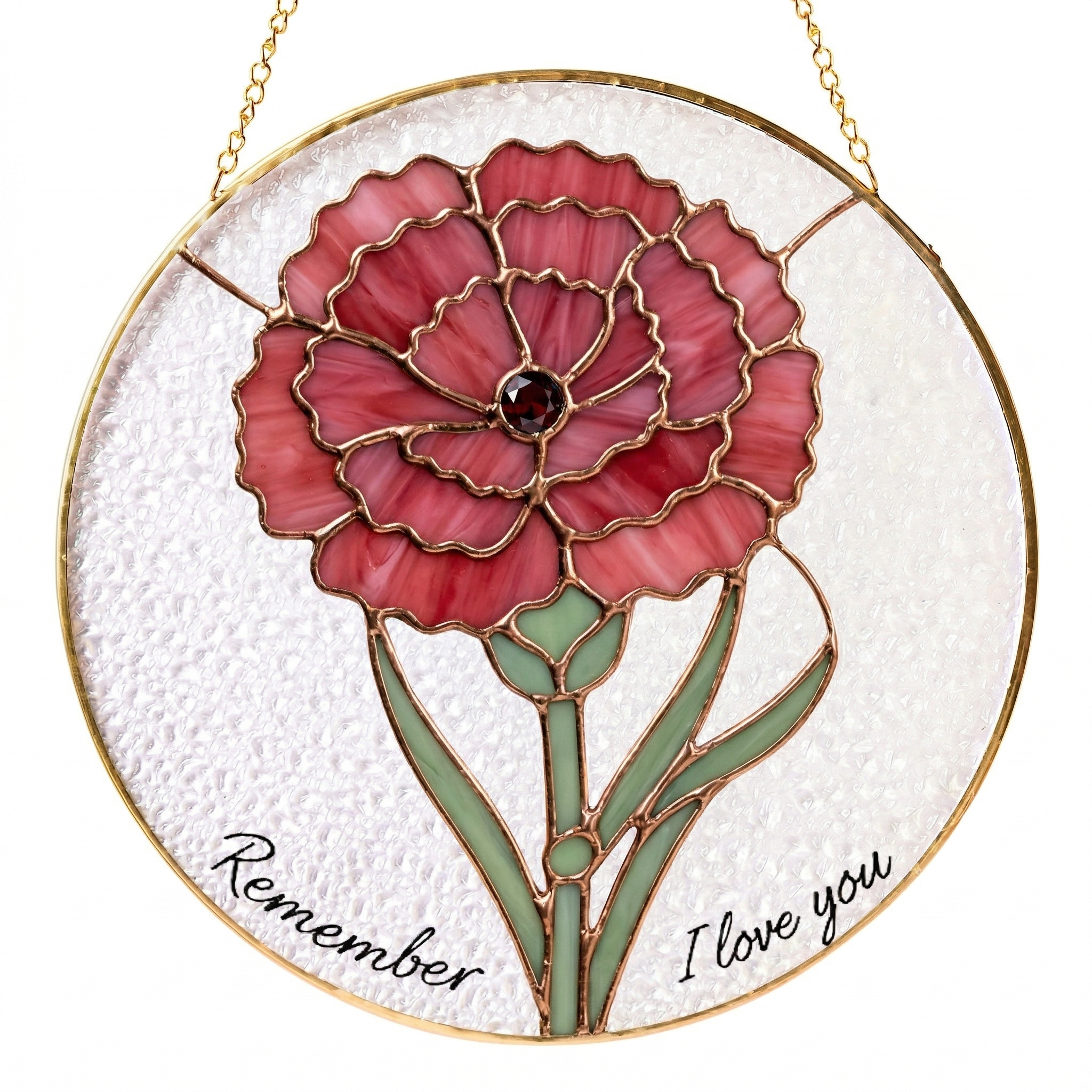 Personalized Stained Glass Suncatcher, Custom Flower Sun Catcher with Name or Quote, Handmade Hanging Window Panel Gift for Mom, Memorial, Birthday, Housewarming Decor