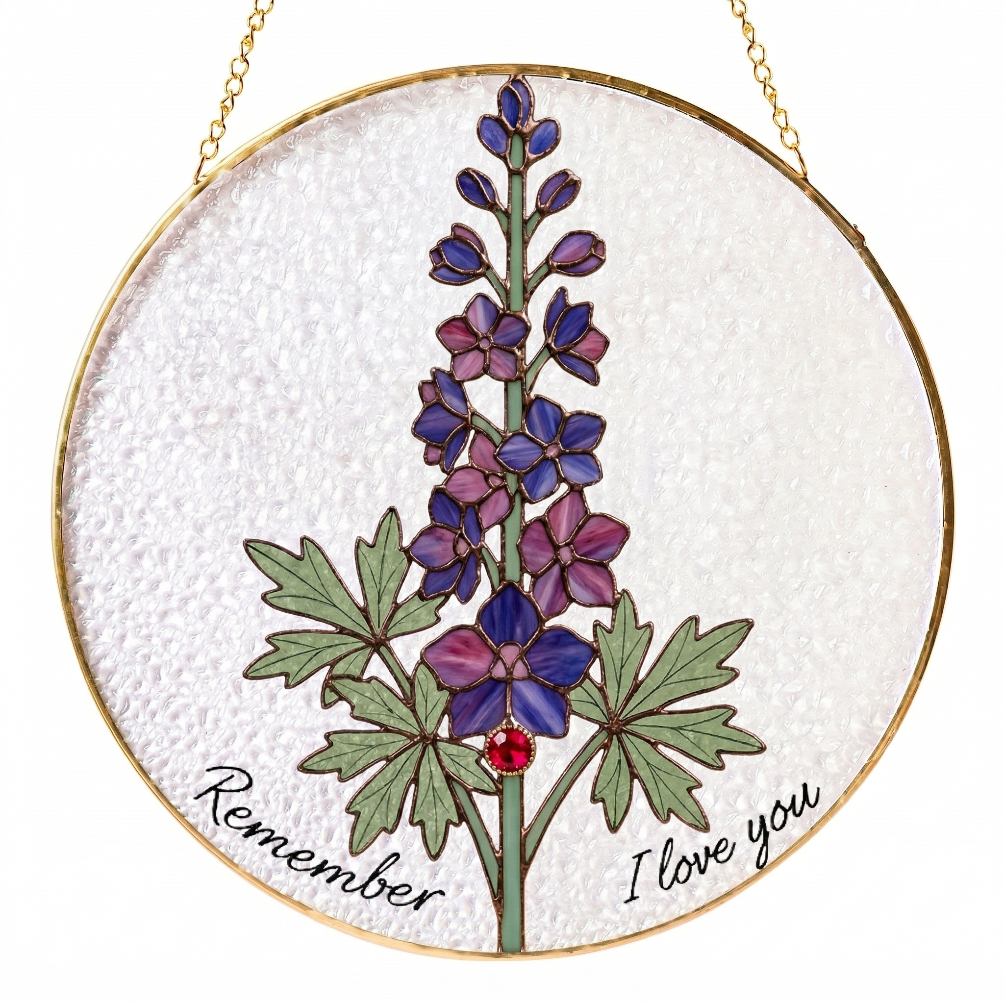 Personalized Stained Glass Suncatcher, Custom Flower Sun Catcher with Name or Quote, Handmade Hanging Window Panel Gift for Mom, Memorial, Birthday, Housewarming Decor