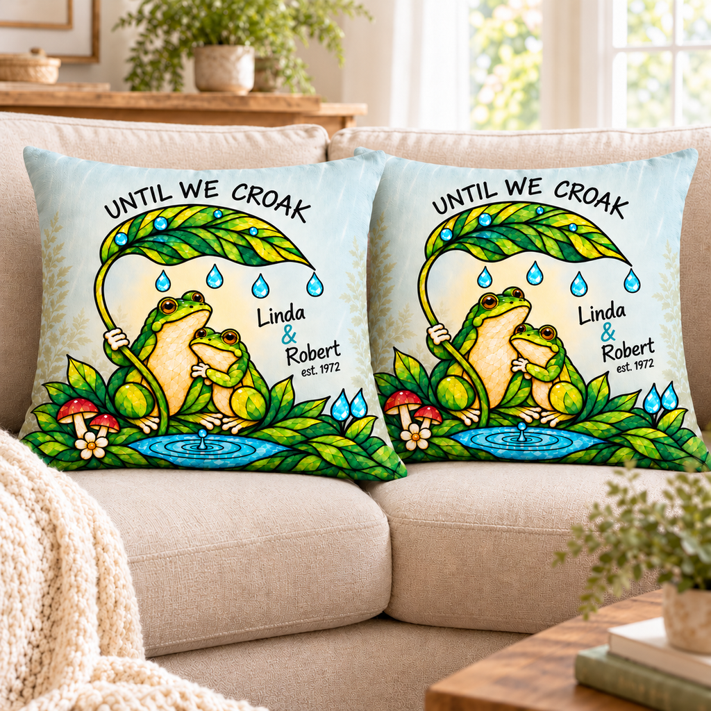 Personalized Frog Couple Pillow