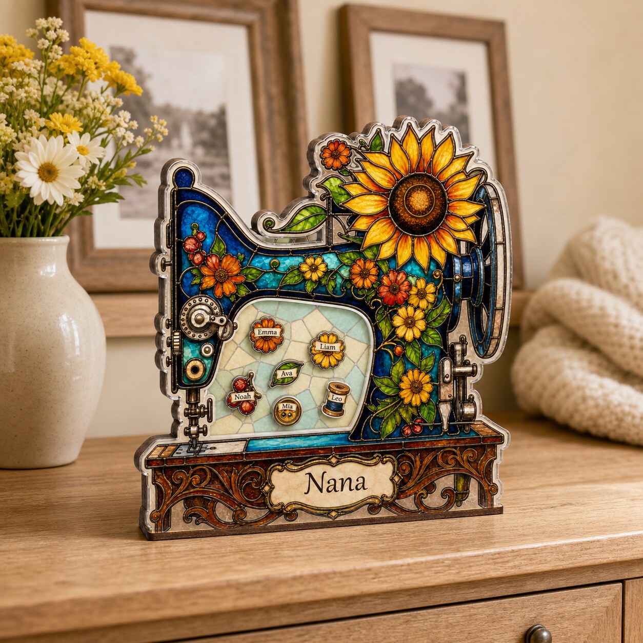 Personalized Sewing Machine Shaker Desk Name Sign