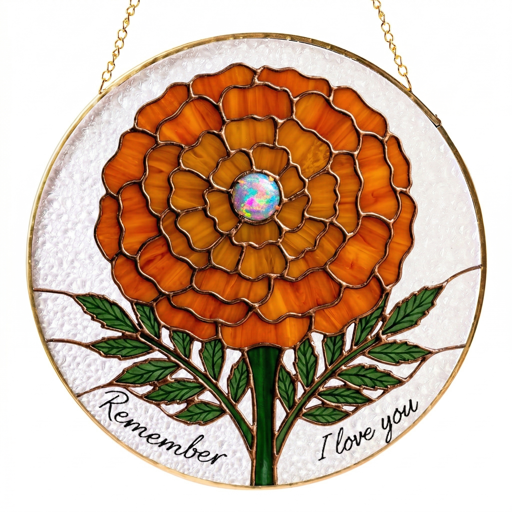 Personalized Stained Glass Suncatcher, Custom Flower Sun Catcher with Name or Quote, Handmade Hanging Window Panel Gift for Mom, Memorial, Birthday, Housewarming Decor