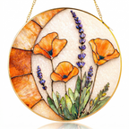 Crescent Moon Wildflower Stained Glass Suncatcher - Fire & Bloom