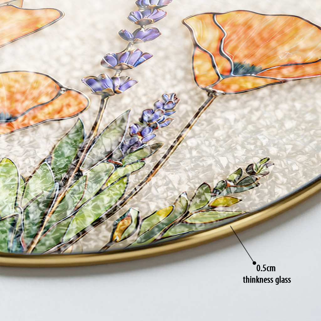 Crescent Moon Wildflower Stained Glass Suncatcher - Fire & Bloom