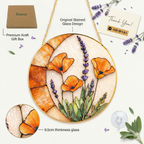 Crescent Moon Wildflower Stained Glass Suncatcher - Fire & Bloom