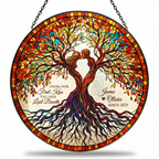 Personalized Tree of Life Stained Glass Suncatcher for Couple, Custom Name and Year