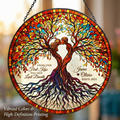 Personalized Tree of Life Stained Glass Suncatcher for Couple, Custom Name and Year