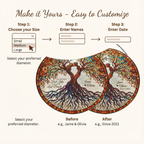Personalized Tree of Life Stained Glass Suncatcher for Couple, Custom Name and Year