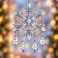 Personalized Family Names Snowflake with Name Drops Holographic Acrylic Suncatcher