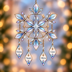 Personalized Family Names Snowflake with Name Drops Holographic Acrylic Suncatcher