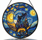 Custom Cat Couple Stained Glass Suncatcher