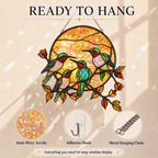 Hummingbird sun suncatcher ready to hang with 4mm wavy acrylic, adhesive hook, and metal hanging chain