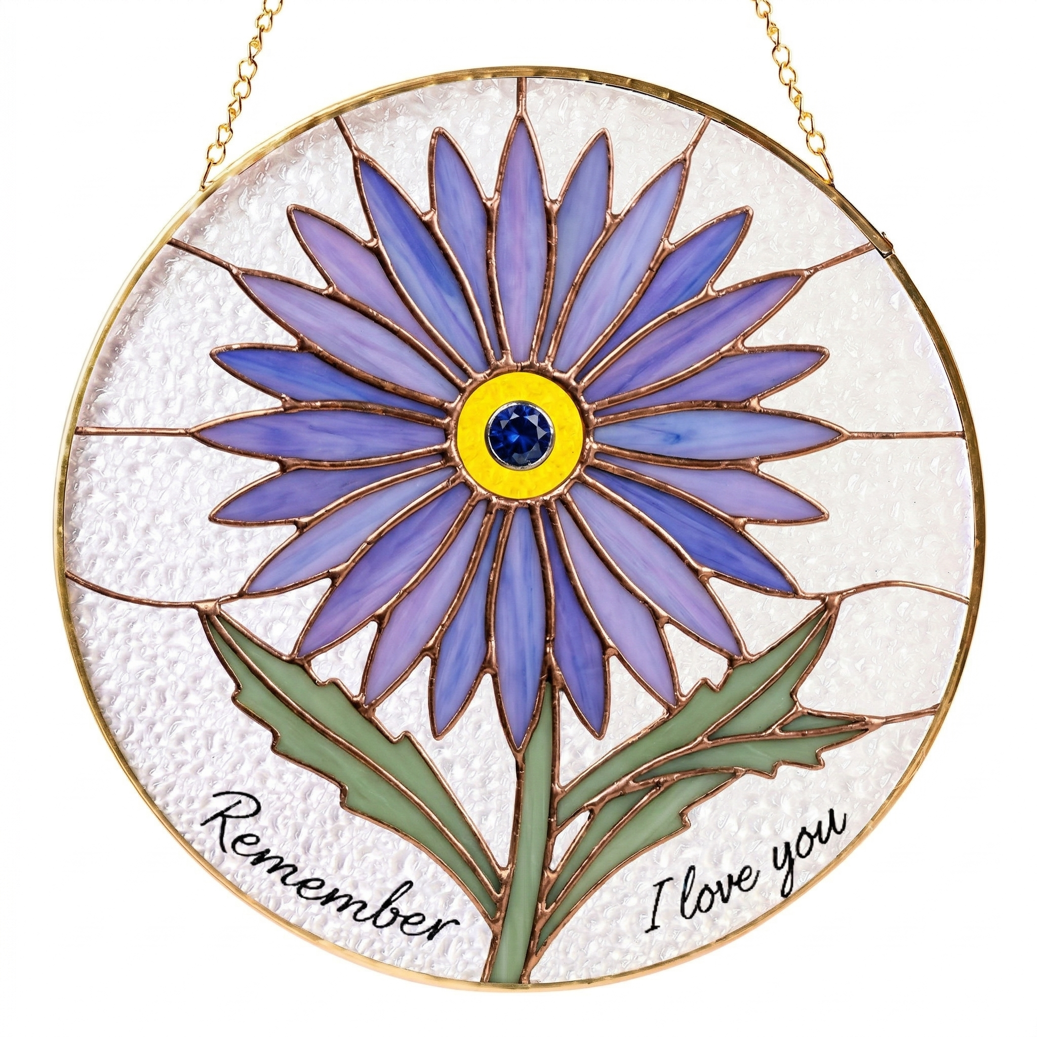 Personalized Stained Glass Suncatcher, Custom Flower Sun Catcher with Name or Quote, Handmade Hanging Window Panel Gift for Mom, Memorial, Birthday, Housewarming Decor
