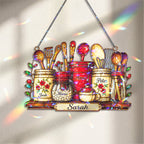 Personalized Kitchen Utensil Jars Holographic Acrylic Suncatcher