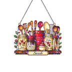 Personalized Kitchen Utensil Jars Holographic Acrylic Suncatcher