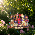 Personalized Kitchen Utensil Jars Holographic Acrylic Suncatcher