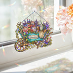 Personalized Grandma Garden Wheelbarrow Holographic Acrylic Suncatcher