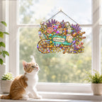Personalized Grandma Garden Wheelbarrow Holographic Acrylic Suncatcher