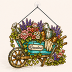 Personalized Grandma Garden Wheelbarrow Holographic Acrylic Suncatcher
