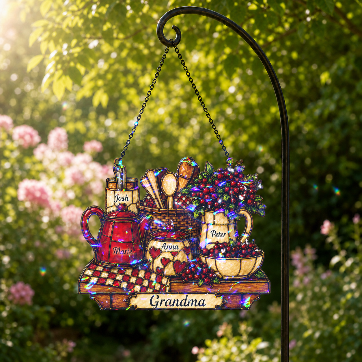 Personalized Grandma Vintage Kitchen Holographic Acrylic Suncatcher