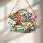 Personalized Grandma Sewing Basket Holographic Acrylic Suncatcher