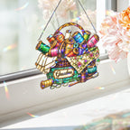 Personalized Grandma Sewing Basket Holographic Acrylic Suncatcher