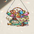 Personalized Grandma Sewing Basket Holographic Acrylic Suncatcher