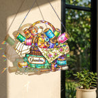 Personalized Grandma Sewing Basket Holographic Acrylic Suncatcher