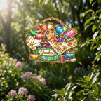 Personalized Grandma Sewing Basket Holographic Acrylic Suncatcher