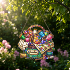 Personalized Grandma Sewing Basket Holographic Acrylic Suncatcher