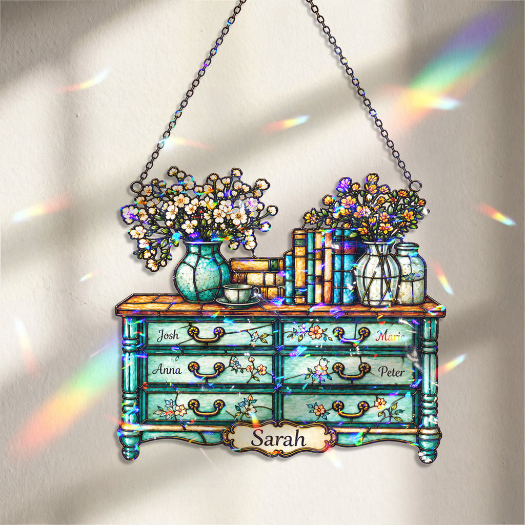 Personalized Vintage Dresser Holographic Acrylic Suncatcher