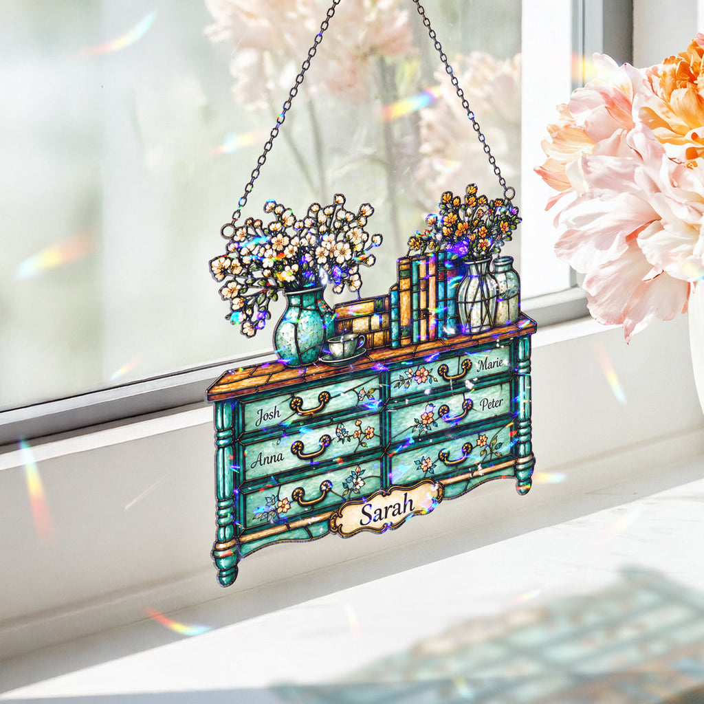 Personalized Vintage Dresser Holographic Acrylic Suncatcher