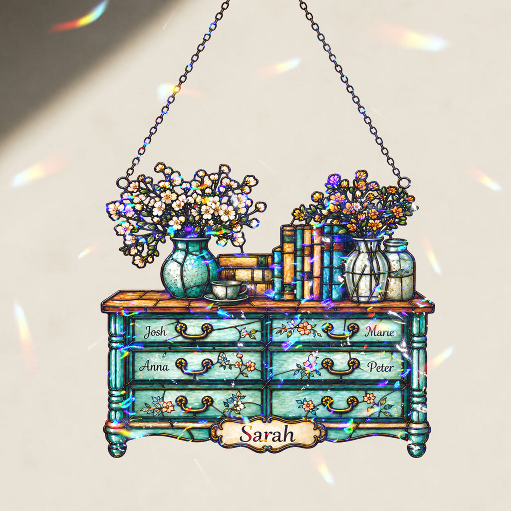Personalized Vintage Dresser Holographic Acrylic Suncatcher