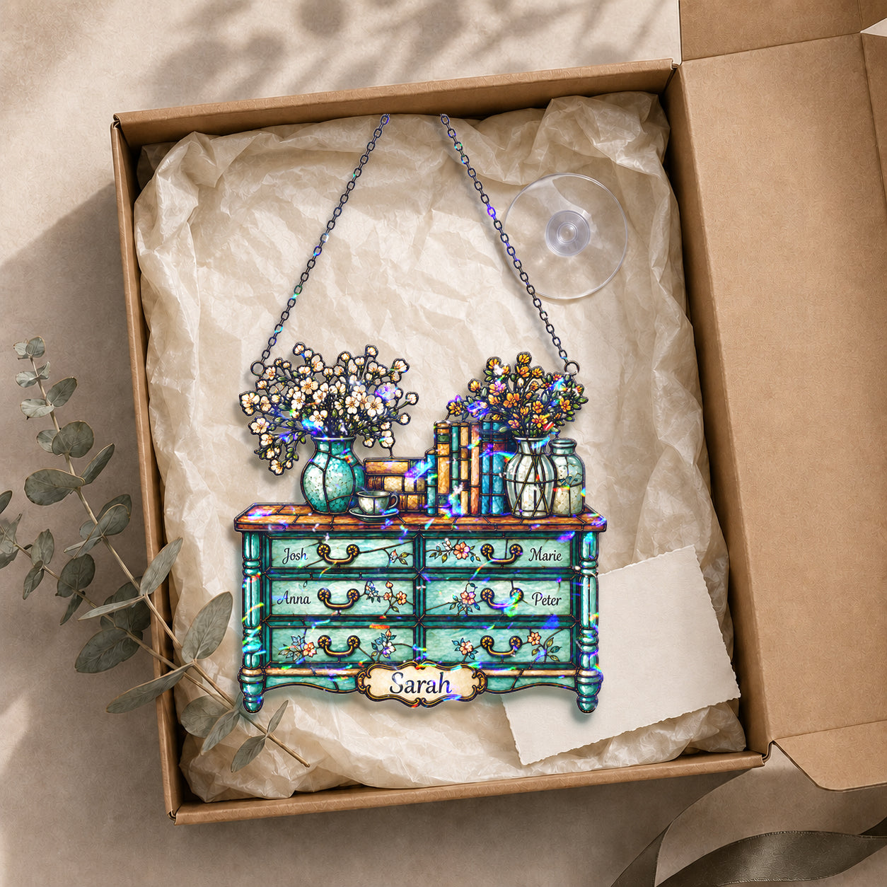 Personalized Vintage Dresser Holographic Acrylic Suncatcher