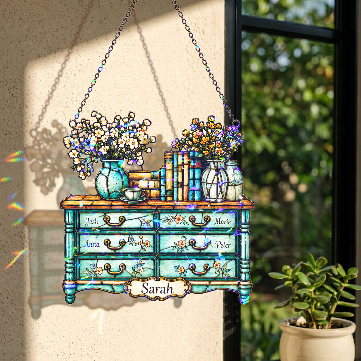 Personalized Vintage Dresser Holographic Acrylic Suncatcher