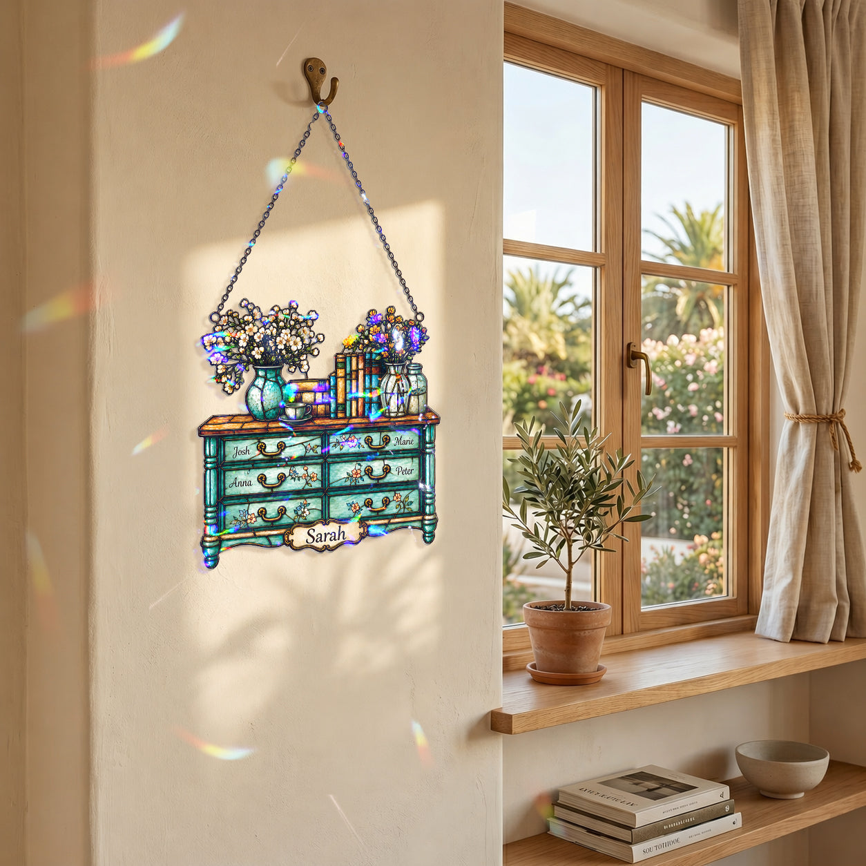 Personalized Vintage Dresser Holographic Acrylic Suncatcher