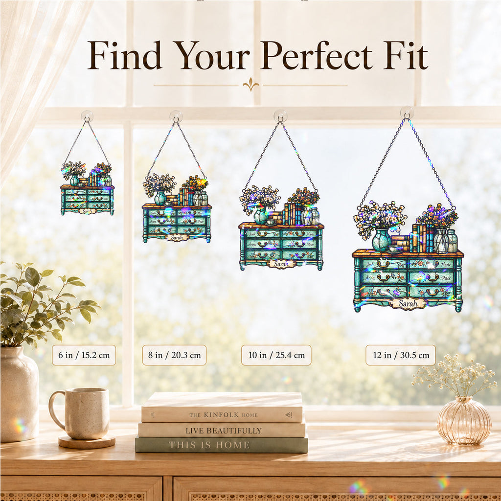 Personalized Vintage Dresser Holographic Acrylic Suncatcher