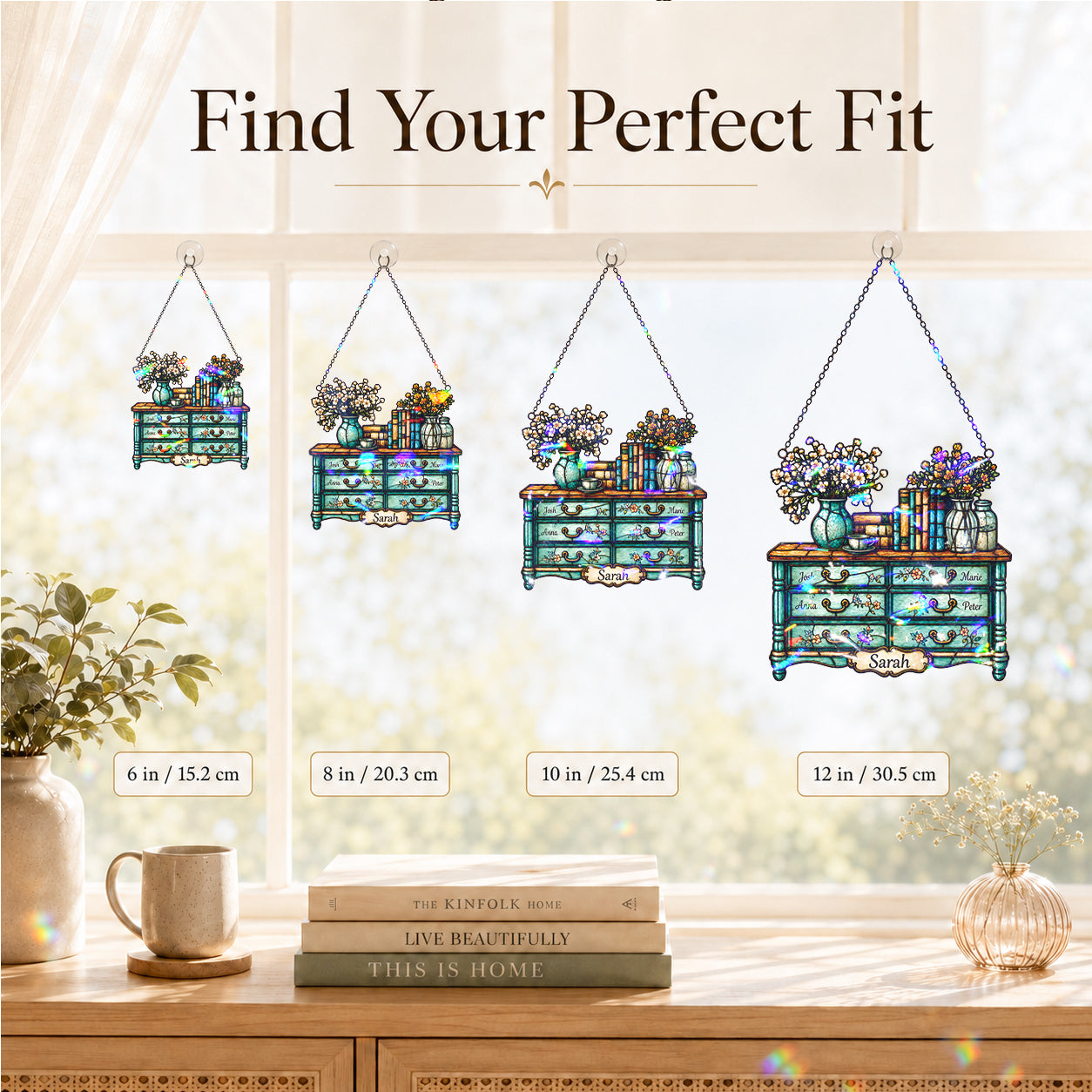 Personalized Vintage Dresser Holographic Acrylic Suncatcher