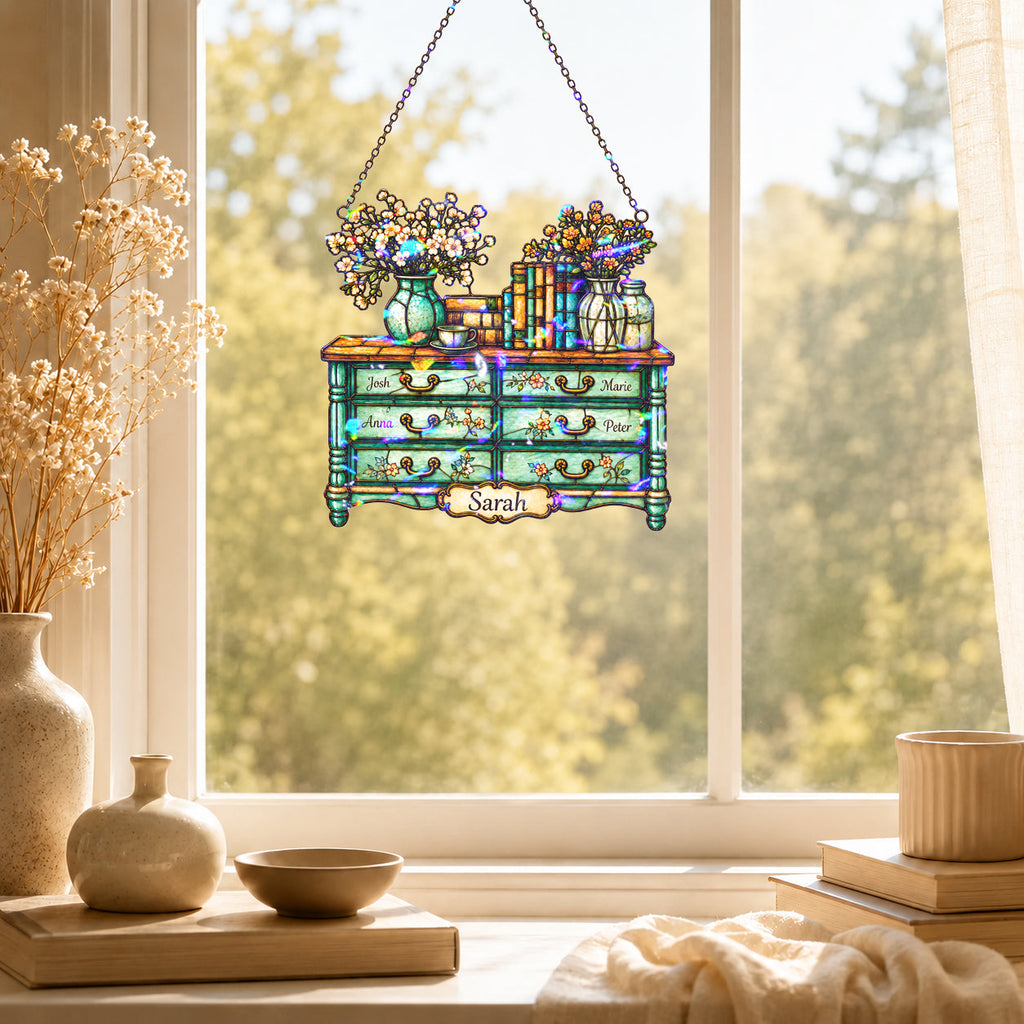 Personalized Vintage Dresser Holographic Acrylic Suncatcher