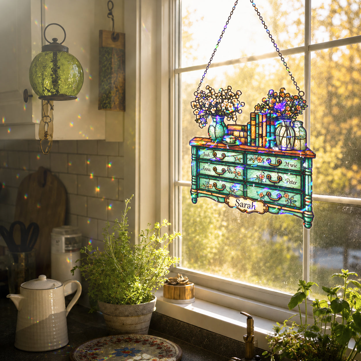 Personalized Vintage Dresser Holographic Acrylic Suncatcher