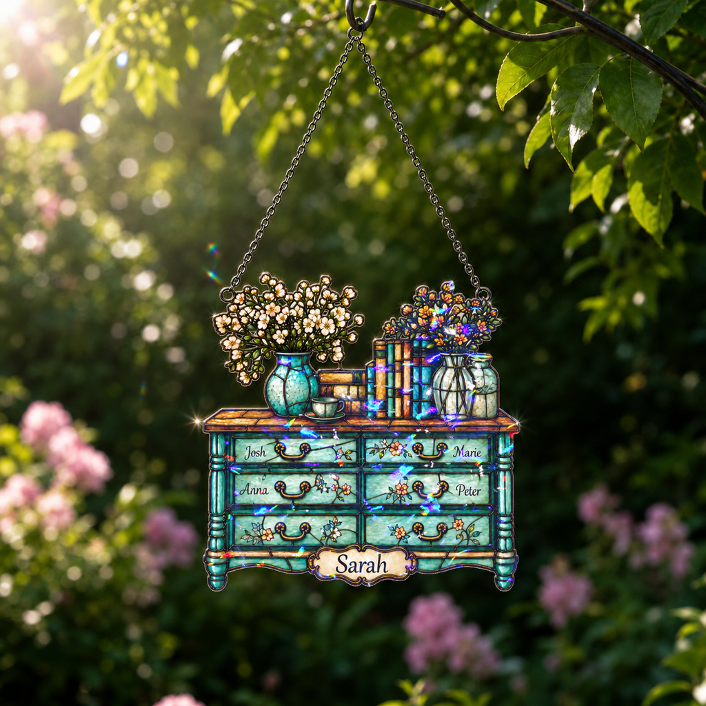 Personalized Vintage Dresser Holographic Acrylic Suncatcher