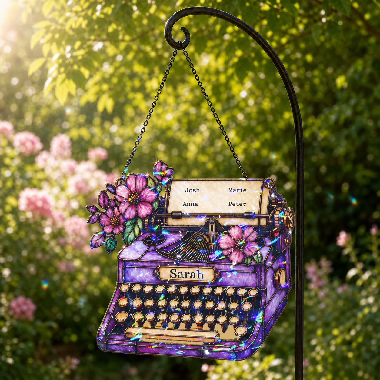 Personalized Vintage Typewriter Holographic Acrylic Suncatcher