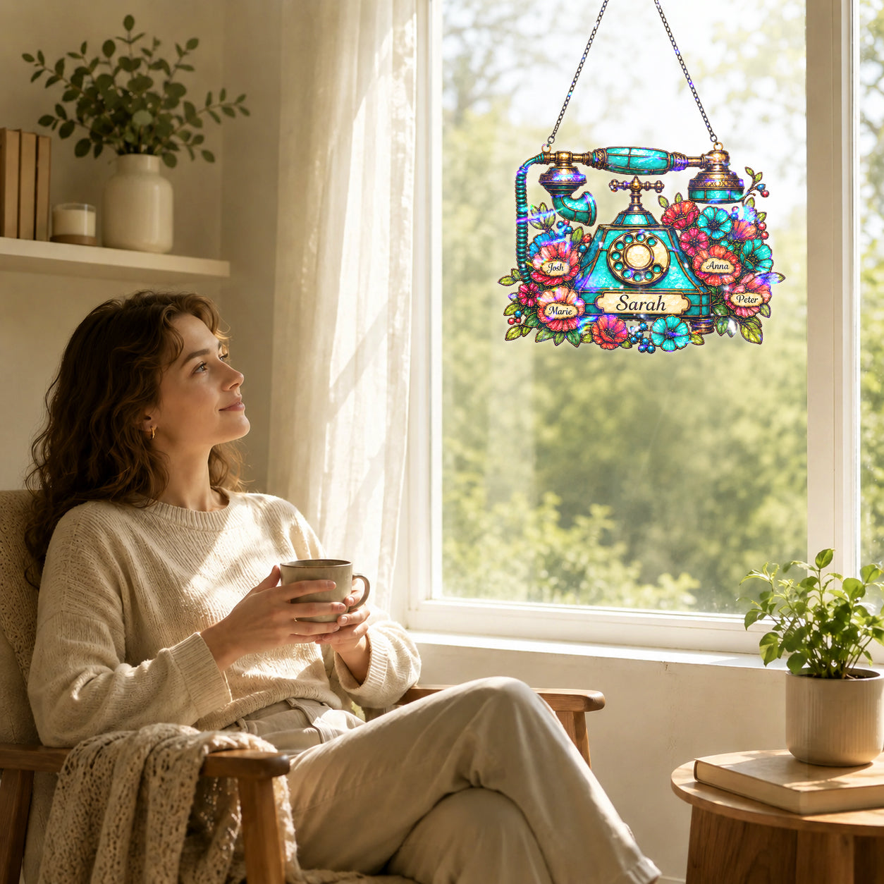 Personalized Vintage Telephone Holographic Acrylic Suncatcher